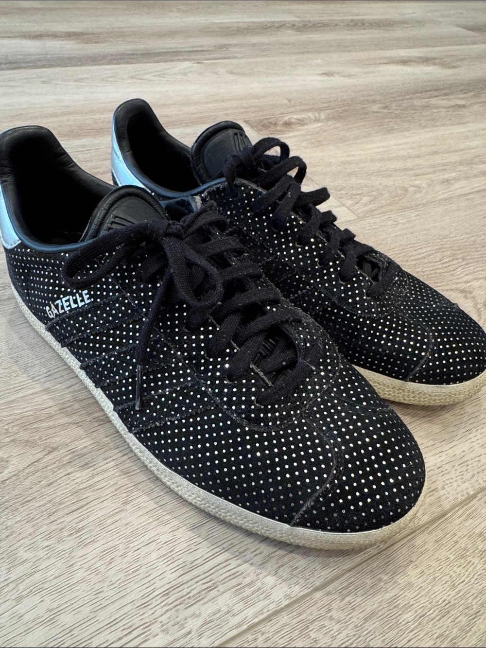 adidas Gazelle Men’s Black Suede Sneakers with Silver Stud Detail